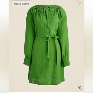 J crew summer moss Tall Cabana mini dress in linen